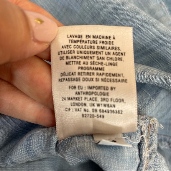 Anthro Elevenses Chambray Split Back Button Down - Picture 7 of 10